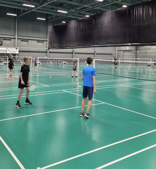 Link til begyndere og let øvede Børn spiller badminton